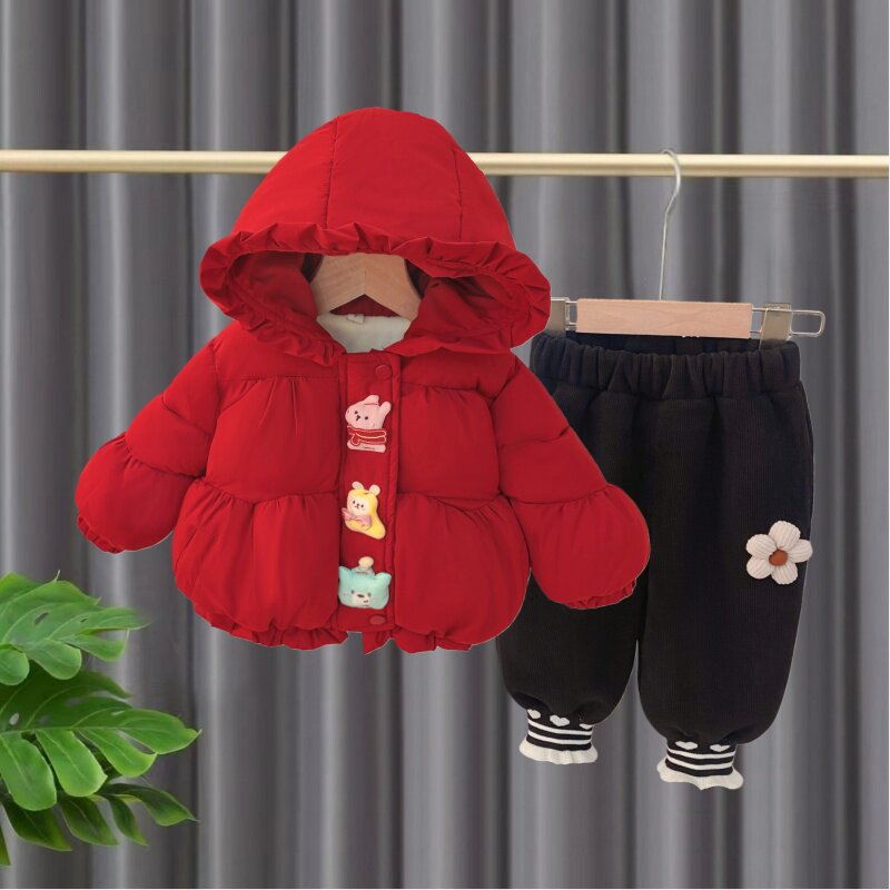 女童加绒棉衣套装2026新款冬季童装洋气两件套儿童加厚宝宝秋冬装