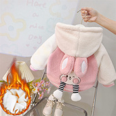 加厚毛毛衣 儿童冬季 女童加绒外套秋冬2026新款 宝宝洋气羊羔毛冬装