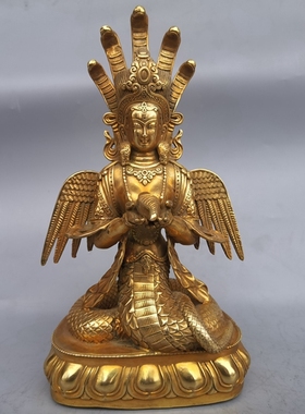 密宗藏传佛供奉神像纯铜龙树菩萨精工龙树佛母佛像摆件女娲蛇仙