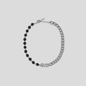 GOODBAI 916 logo异形吊坠半串珠半金属组合锁骨链