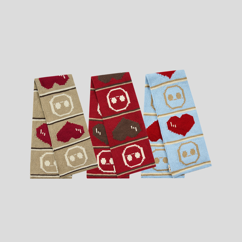 GOODBAI GOODEES像素emoji粗针毛织围巾
