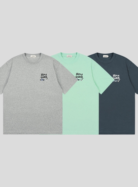 GOODBAI Have a Good Rest slogan印花撞色圆领oversize短袖T恤