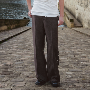 饰毛边直筒休闲裤 格纹铆钉装 916 GOODBAI