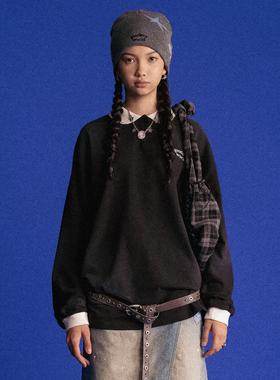 GOODBAI GOODEES 印花擦脏翻领oversize长袖polo衫