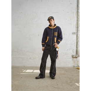 GOODBAI 提花logo毛织拉链外套 916