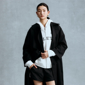 GOODBAI 风衣 粗体logo贴布绣翻领双排扣oversize长款