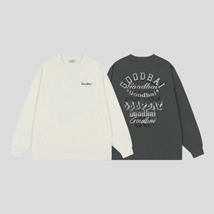T恤男女同款 oversize黑白组合印花休闲圆领宽松长袖 新款 GOODBAI
