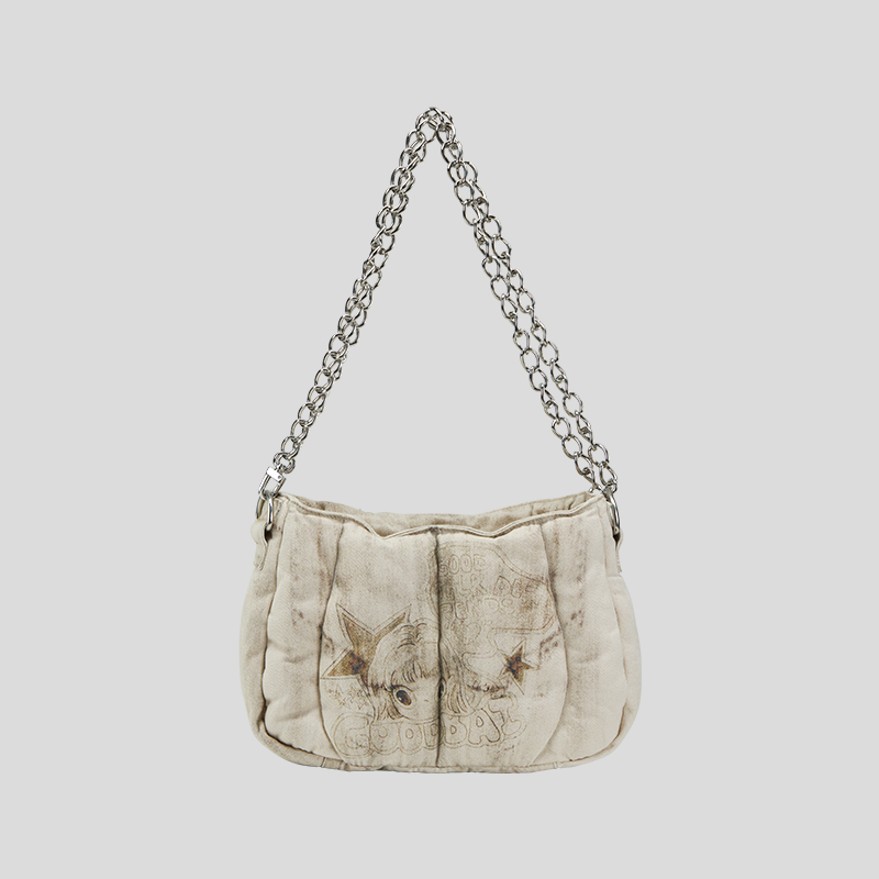 GOODBAI GOODEES漫画封面女孩图案做旧单肩包