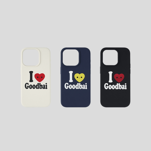 GOODBAI 爱心表情slogan印花硬底液态硅胶手机壳