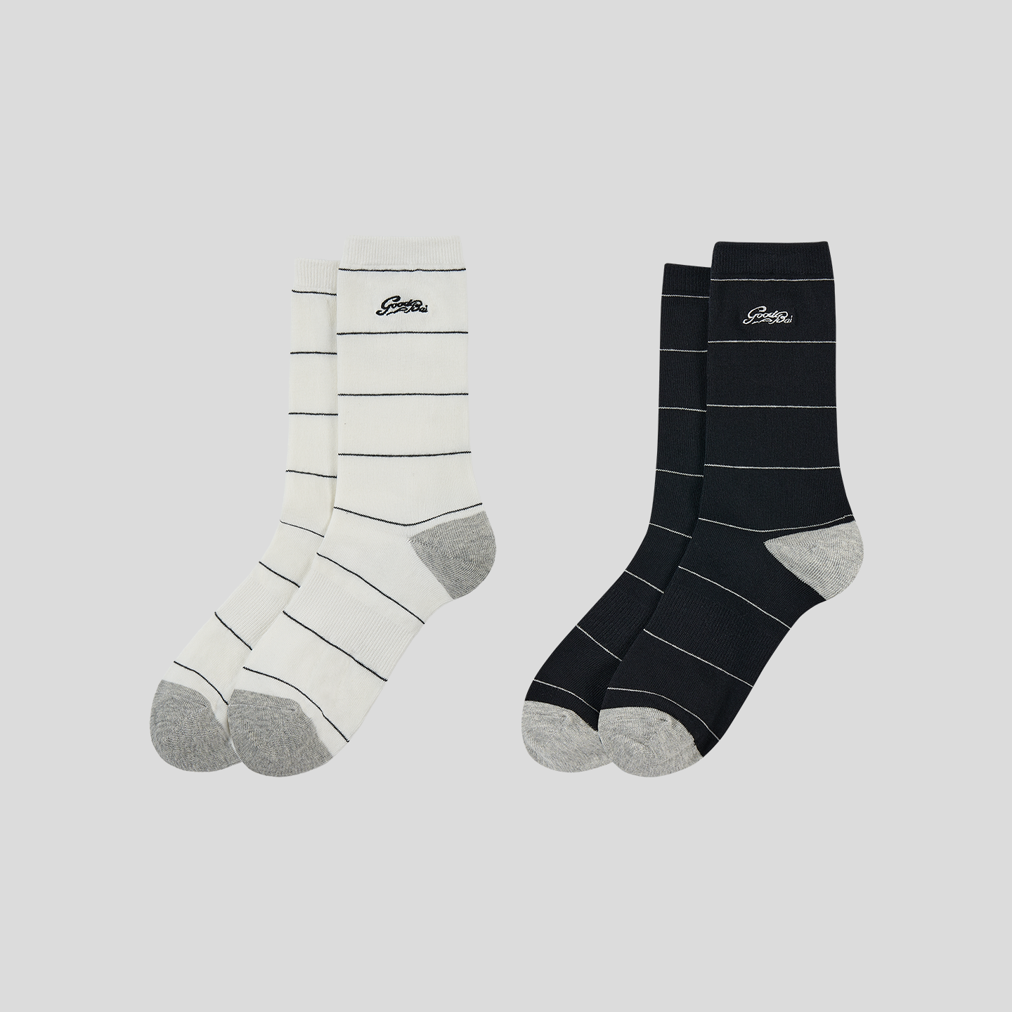 GOODBAI 'RETRO LOGO'条纹中筒袜