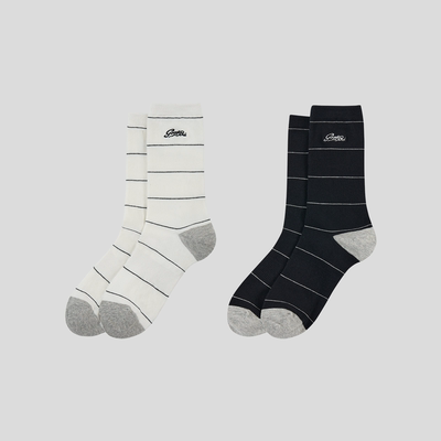 GOODBAI 'RETRO LOGO'条纹中筒袜
