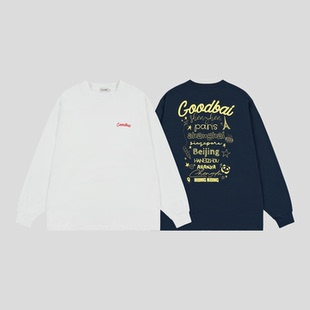 T恤男女同款 oversize城市系列撞色印花圆领长袖 新款 GOODBAI