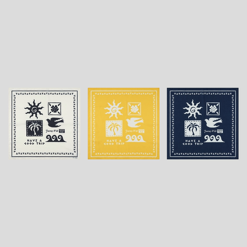 GOODBAI 男女同款HAVE A GOOD TRIP 海岛图案印花方形大丝巾