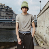 扇形slogan泼墨渐变圆领oversize短袖 GOODBAI 916 T恤