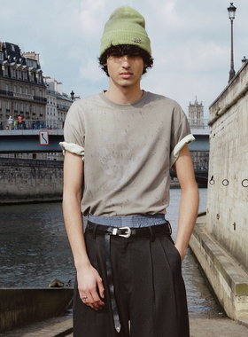 GOODBAI 916 扇形slogan泼墨渐变圆领oversize短袖T恤