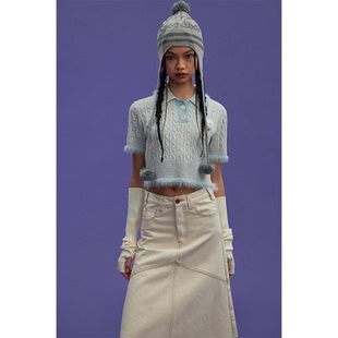 针织衫 GOODBAI GOODEES毛球混色短袖