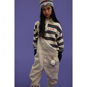 oversize长袖 GOODBAI GOODEES刺绣logo条纹短款 T恤