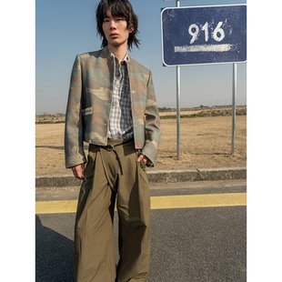 纽扣外套 圆领撞色迷彩短款 GOODBAI 916