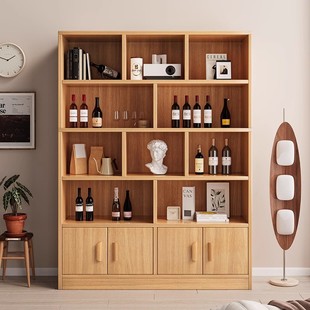 带门家用展示柜家庭小酒架吧台 H实木生态板酒柜靠墙客厅2024新款