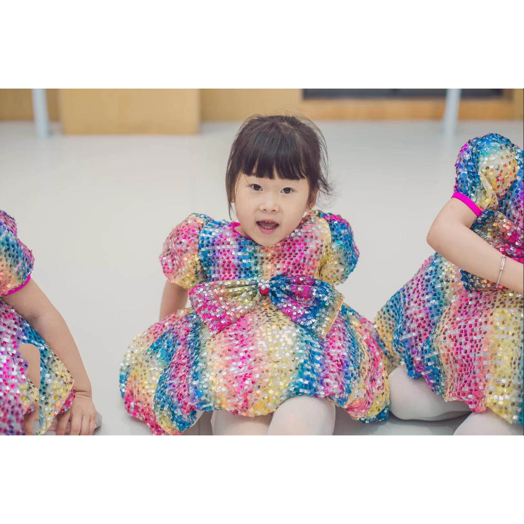 亮片七彩影楼礼服幼儿舞蹈
