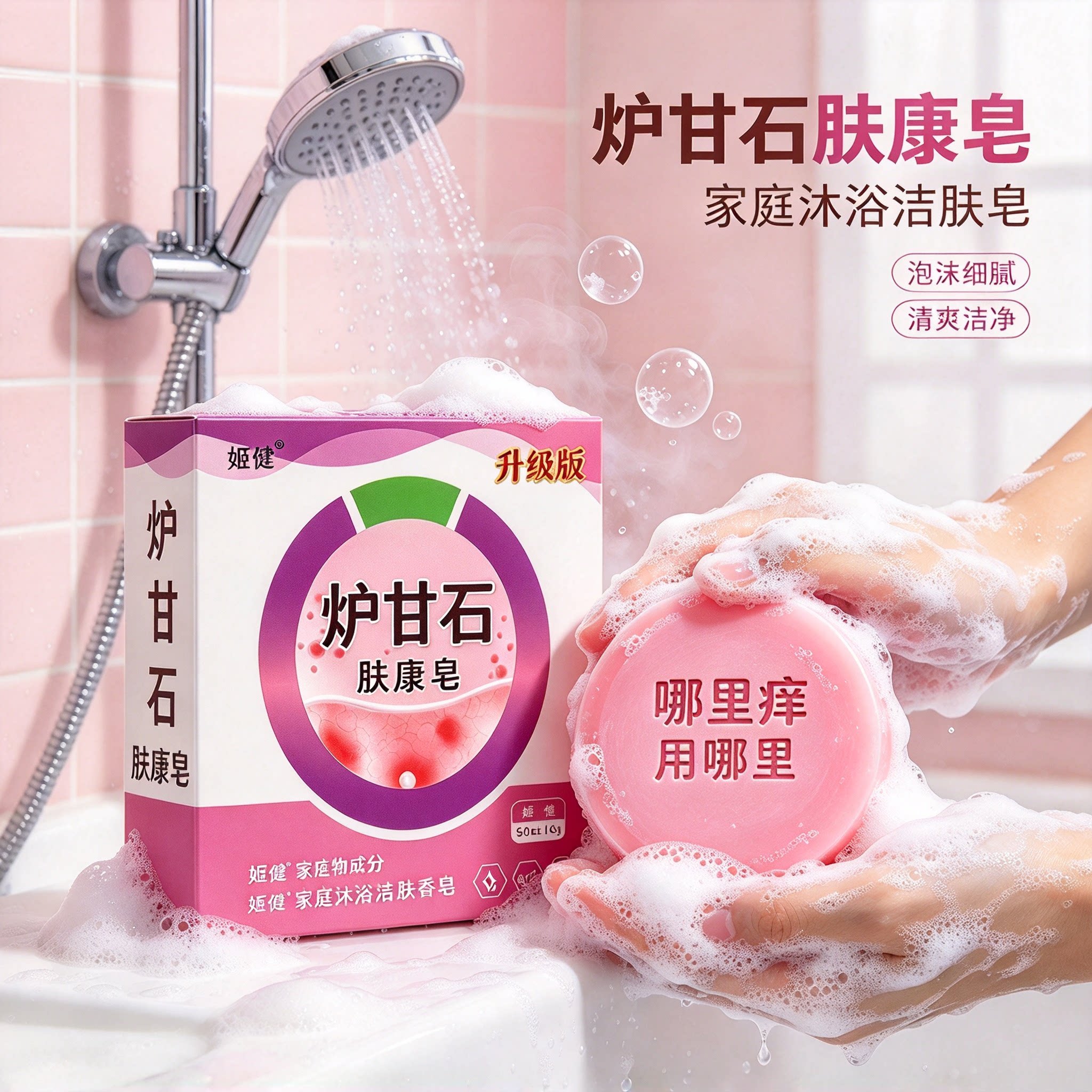 炉甘石香皂身体腋下热痱淹红全身体可用止舒痒缓肌肤滋润清爽洗皂