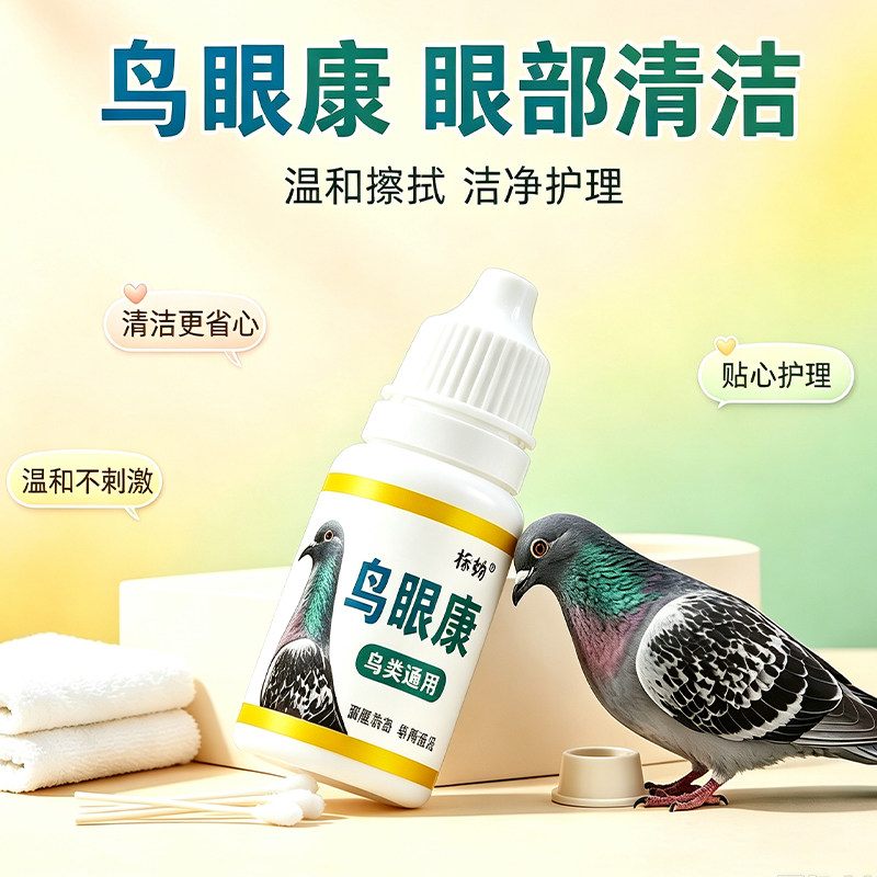 鸽子单眼伤风眼流泪肿胀闭眼流泪信鸽赛鸽幼鸽专用滴眼液
