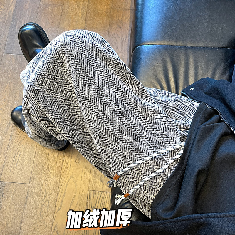 K1000人字纹细闪满天星加绒加厚休闲裤男直筒裤1特P30加绒P38，男装卫衣，电商A115