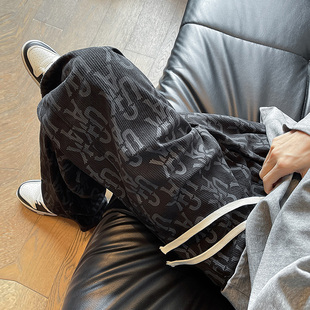 秋季 子 字母印花大码 男潮牌宽松直筒裤 特P38无差价 休闲裤 K181