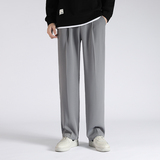 K116港风阔腿裤男大码垂感拖地休闲裤子宽松直筒黑色西裤P45，男装西裤，电商A115