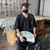 TK600新中式风冰丝垂感短袖T恤套装男潮宽松灯笼裤两件一套，男装T恤，电商A115