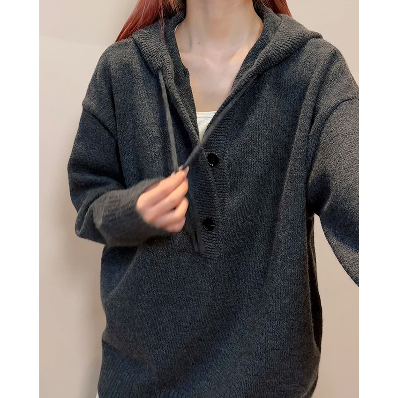 M001秋冬连帽针织衫毛衣男潮流纯色慵懒风外套特P50无差价，男装针织衫/毛衣，电商A115