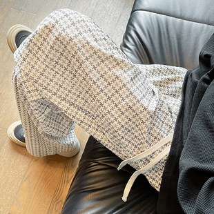 格子印花休闲裤 新款 男大码 宽松直筒裤 特P38无差价 K180 子 秋季