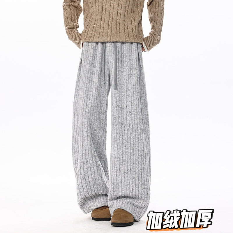 K112肌理垂感条纹加绒加厚休闲裤男潮直筒裤特P40加绒P45无差价，男装卫衣，电商A115