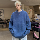 M702冬季新款仿七彩马海毛圆领毛衣男宽松套头针织衫P75，男装针织衫/毛衣，电商A115