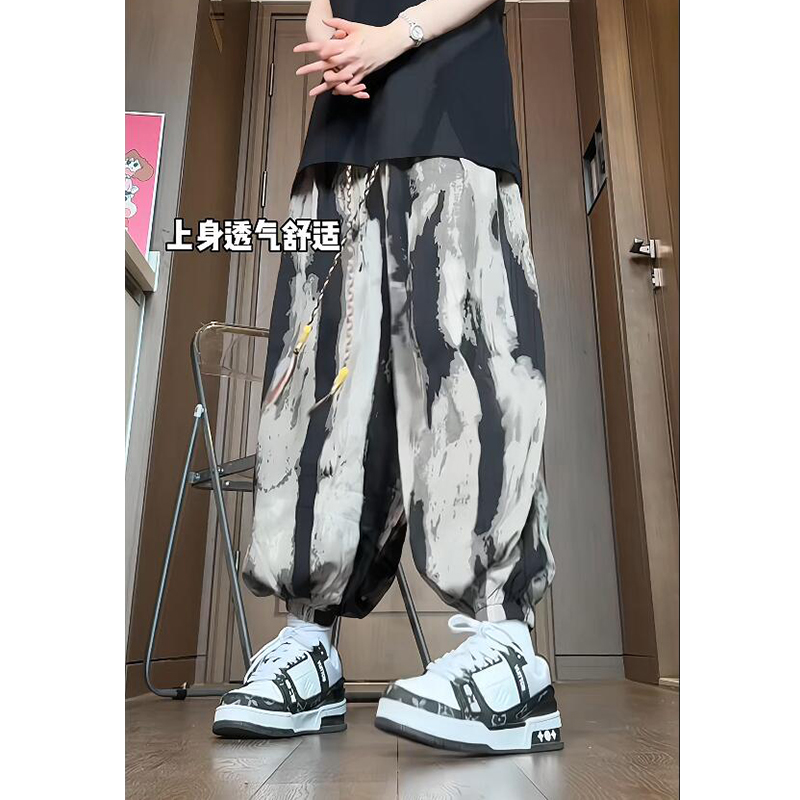 冰丝垂感灯笼裤男大码阔腿裤中国风休闲裤 K130-P45 衬衫C215P40