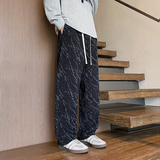 K33秋季新款闪电扎染休闲裤男潮大码宽松直筒裤特P35无差价，男装休闲裤，电商A115