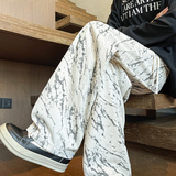 K33秋季新款闪电扎染休闲裤男潮大码宽松直筒裤子特P35无差价，男装休闲裤，电商A115