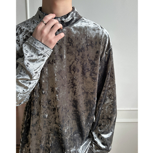 T004 2026春季新款中领长袖T恤男潮松弛感纹理打底衫 P30，男装T恤，电商A115