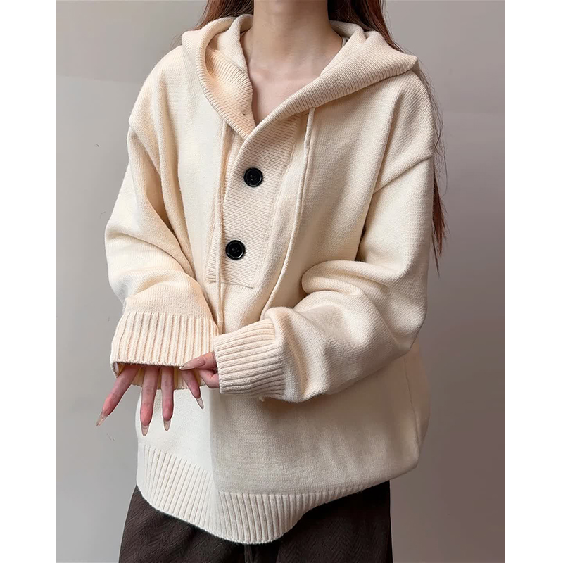 M001秋冬连帽针织衫毛衣男纯色宽松慵懒风外套特P50无差价，男装针织衫/毛衣，电商A115