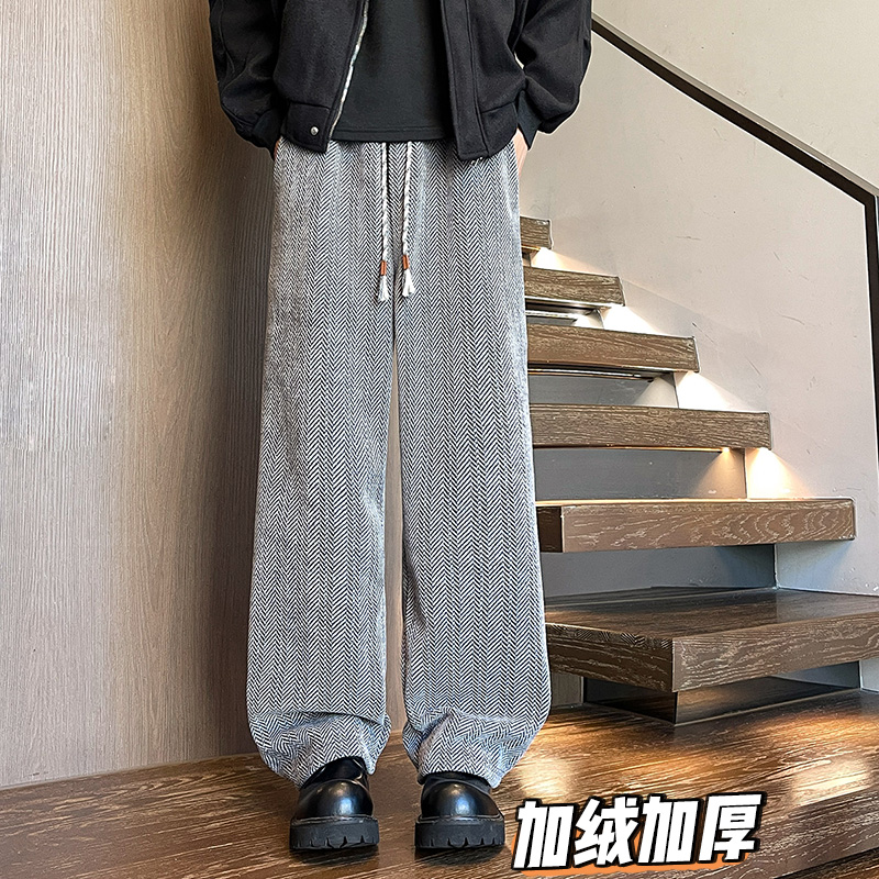 K1000人字纹细闪满天星加绒加厚休闲裤男直筒裤2特P30加绒P38，男装卫衣，电商A115