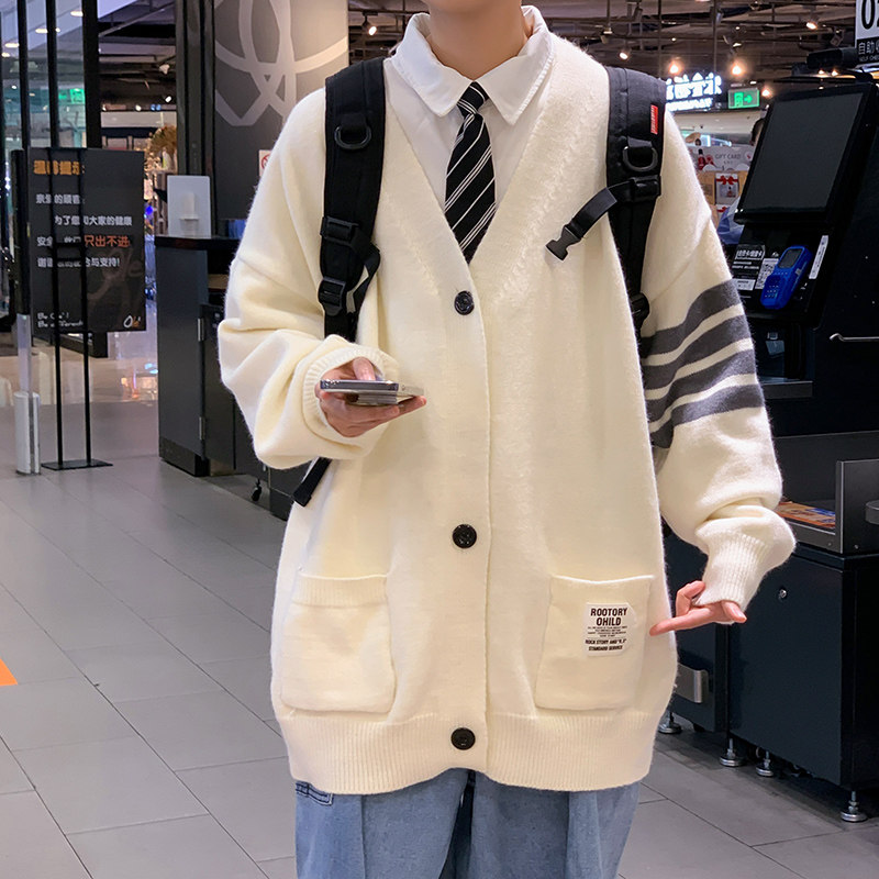 M10男女同款黑色开衫毛衣外套男潮宽松针织衫帅气休闲线衣P55,男装针织衫/毛衣,电商A115
