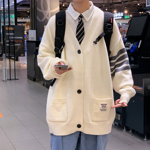 M10 男女同款深灰开衫毛衣外套男潮宽松针织衫帅气休闲线衣 P55图片
