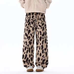 K186 春季豹纹毛呢休闲裤男宽松大码柔软呢子保暖直筒裤 P55，男装棉衣，电商A115