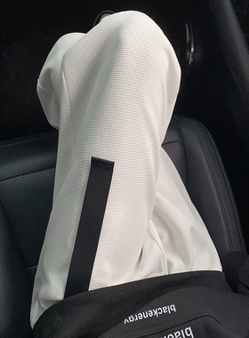 K147 秋季华夫格白色休闲裤男潮大码宽松直筒裤子 特P35无差价