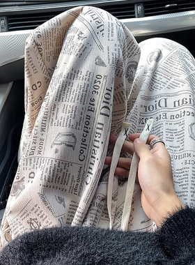 K1001 春季新款报纸印花休闲裤男大码宽松直筒裤子 特P30无差价