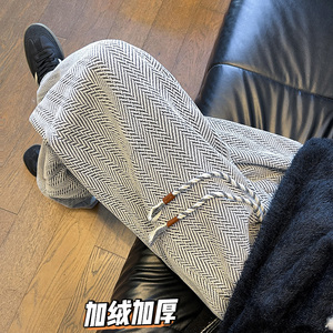 K1000 人字纹细闪满天星加绒加厚休闲裤男直筒裤1 特P30加绒P38图片