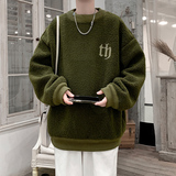 9006冬季新款加绒加厚羊羔毛卫衣男潮牌宽松保暖白色外套P75，男装卫衣，电商A115