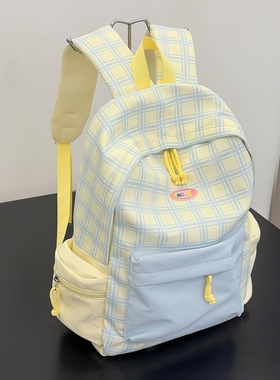 奶黄色书包初高中女生高颜值ins小众日系大容量多巴胺清新双肩包