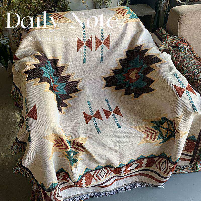 波西米亚风格美式单人沙发巾盖毯乡村复古沙发套罩椅子盖布一片式