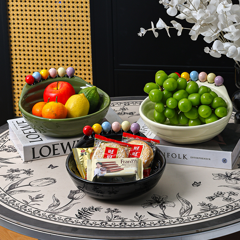 水果盘陶瓷客厅桌面餐桌装饰品摆件高级感零食盘家用收纳高颜值篮